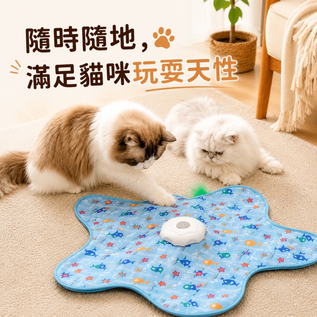 自動躲藏逗貓遊戲墊-貓咪互動玩具